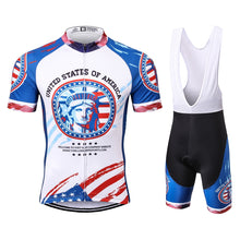 Load image into Gallery viewer, Thriller Rider Sports Bicycle Clothing Mens Cycling Jersey Short Sleeve and Bib Shorts Kit(United States of America)
