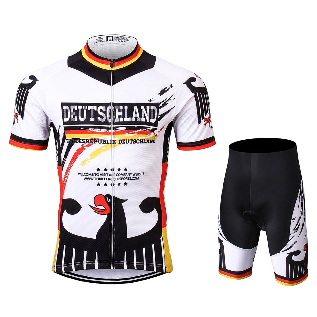 Thriller Rider Sports Bicycle Clothing Mens Cycling Jersey Short Sleeve and Shorts Kit(Germany)