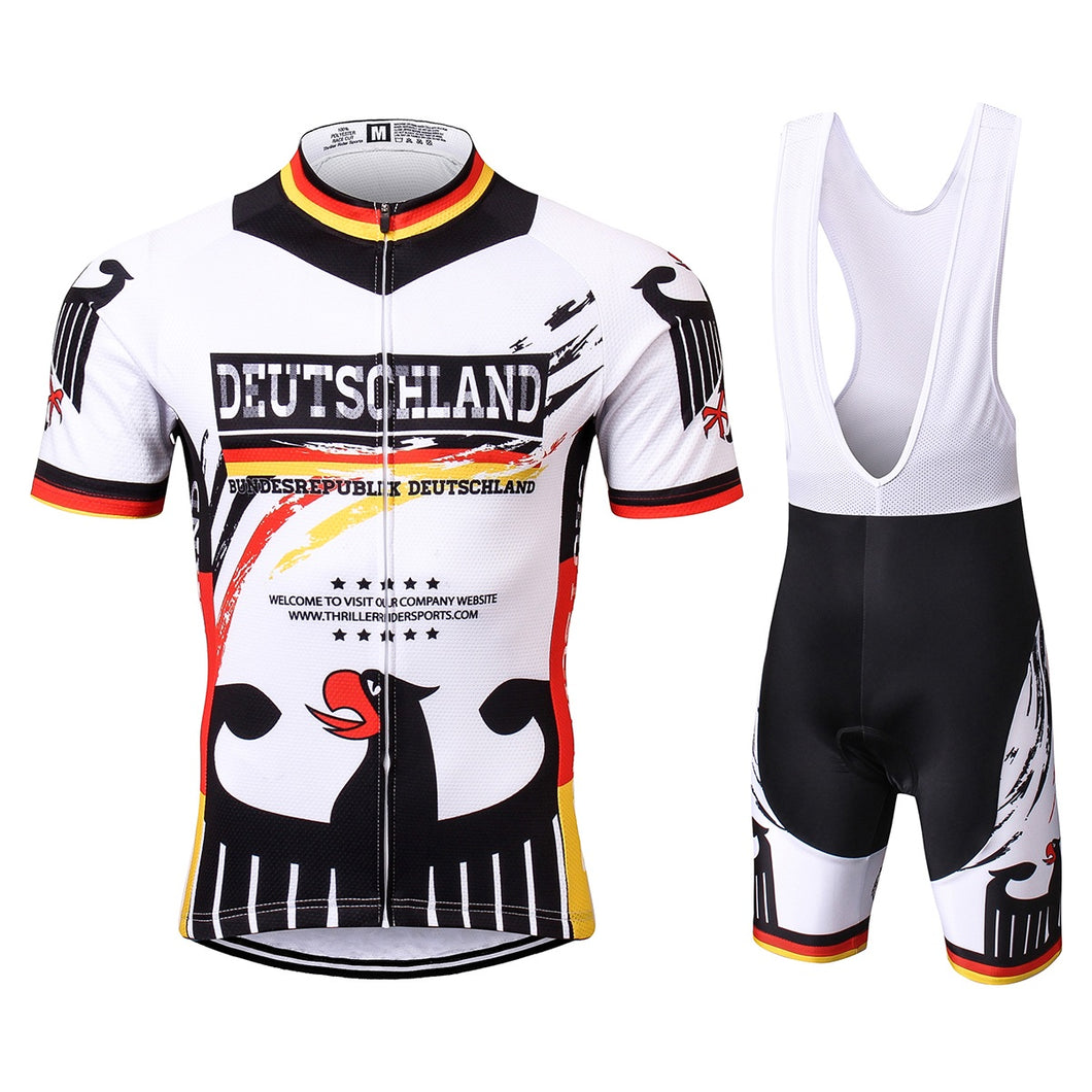 Thriller Rider Sports Bicycle Clothing Mens Cycling Jersey Short Sleeve and Bib Shorts Kit(Germany)