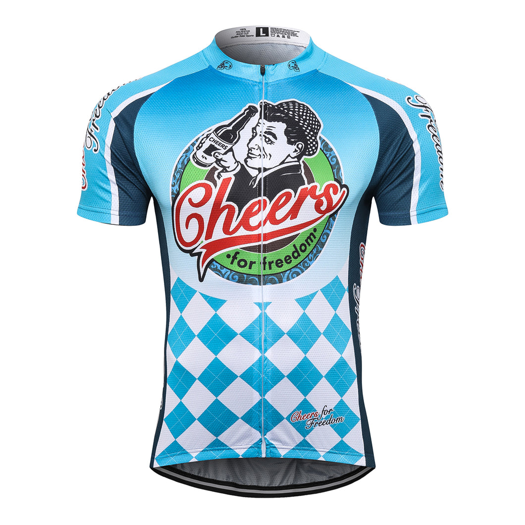 Thriller Rider Sports Bicycle Clothing Mens Cycling Jersey Short Sleeve(Cheers for Freedom)