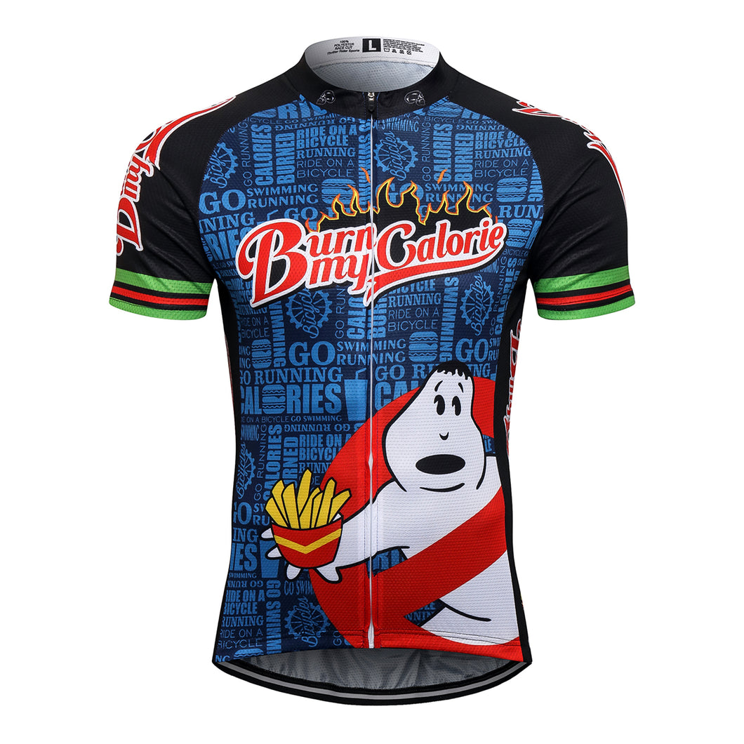 Thriller Rider Sports Bicycle Clothing Mens Cycling Jersey Short Sleeve(Burn My Calorie)