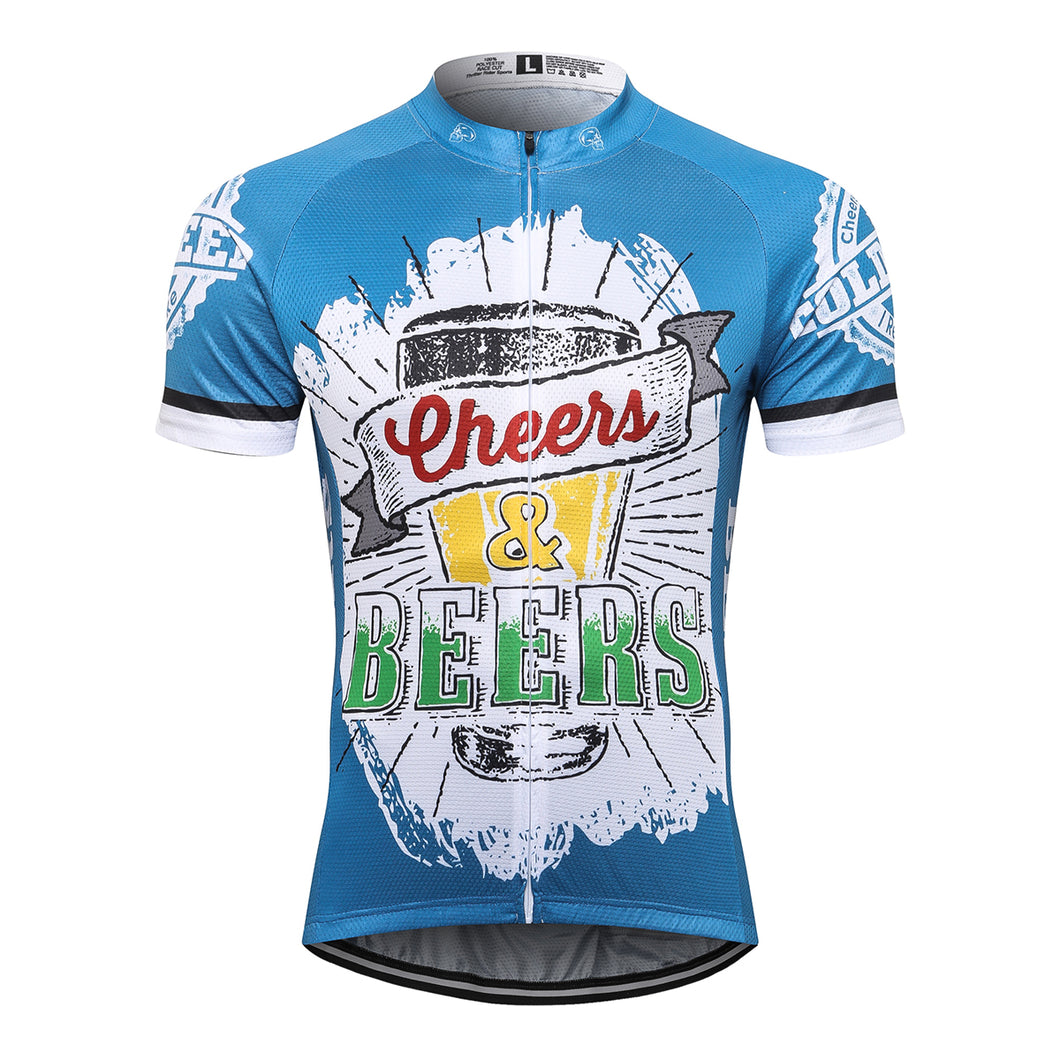 Thriller Rider Sports Bicycle Clothing Mens Cycling Jersey Short Sleeve(Cheers & Beers)