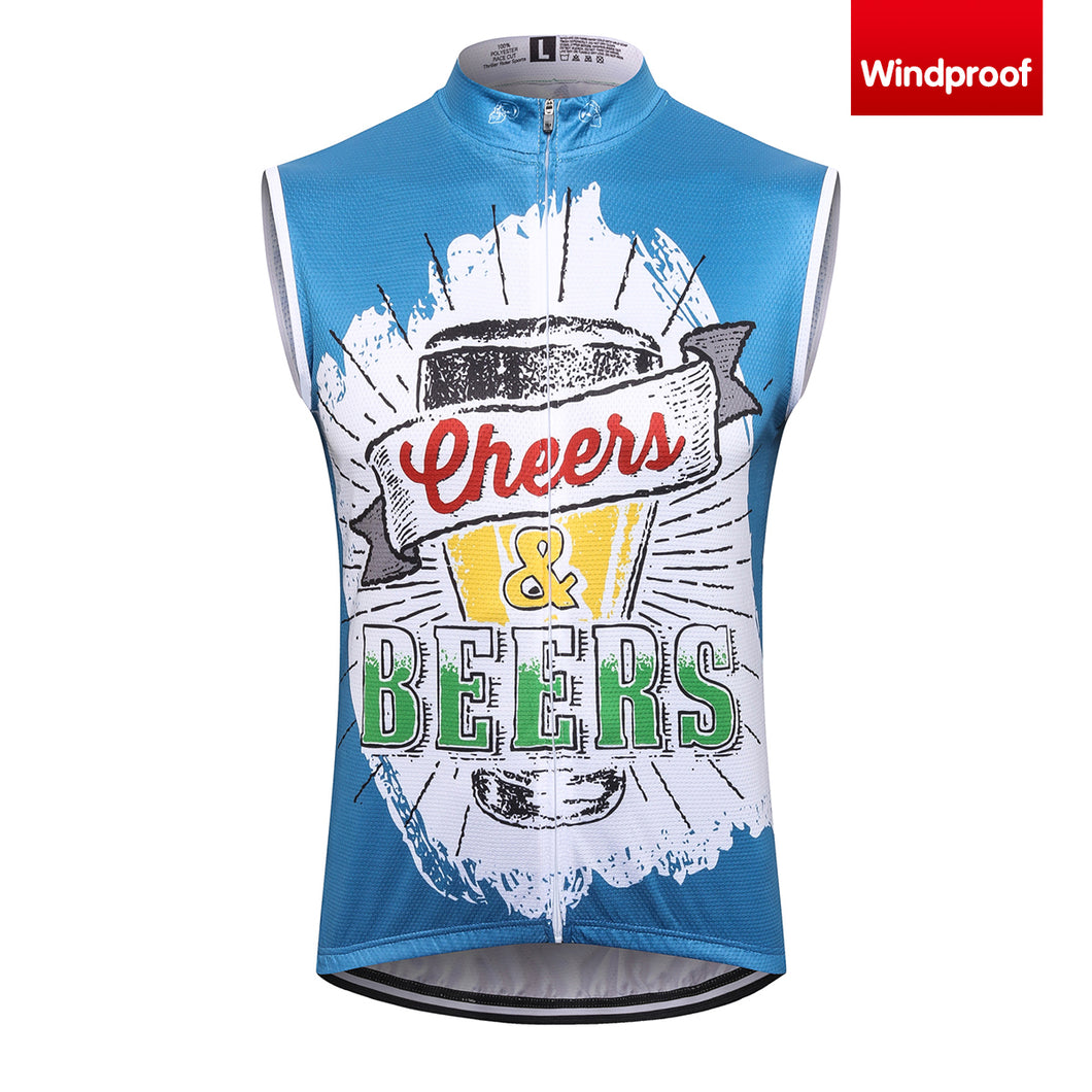 Thriller Rider Sports Bicycle Clothing Mens Cycling Vests Windproof Sleeveless(Cheers & Beers)