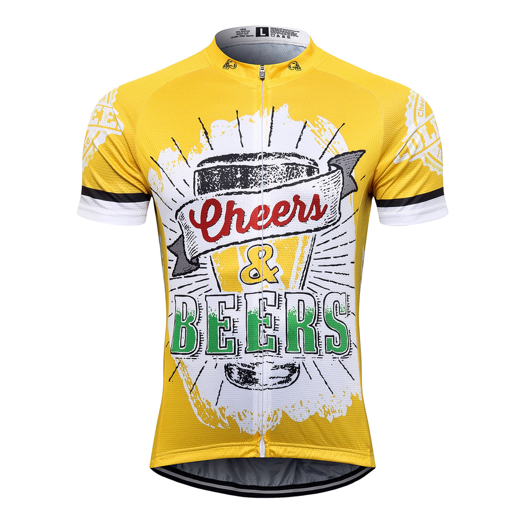 Thriller Rider Sports Bicycle Clothing Mens Cycling Jersey Short Sleeve(Cheers & Beers)