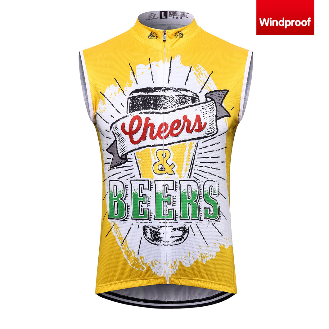 Thriller Rider Sports Bicycle Clothing Mens Cycling Vests Windproof Sleeveless(Cheers & Beers)