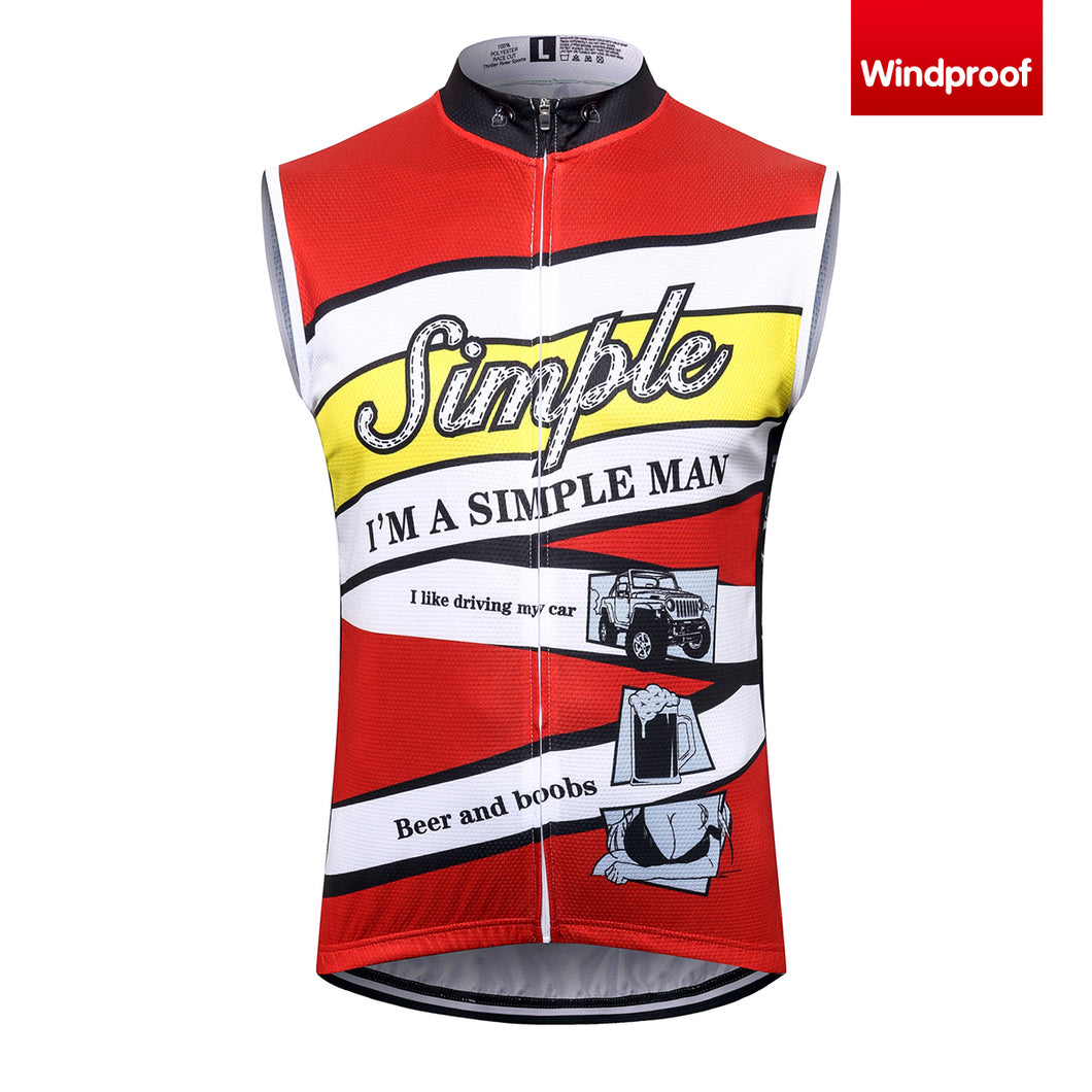 Thriller Rider Sports Bicycle Clothing Mens Cycling Vests Windproof Sleeveless(I'm Simple Man)