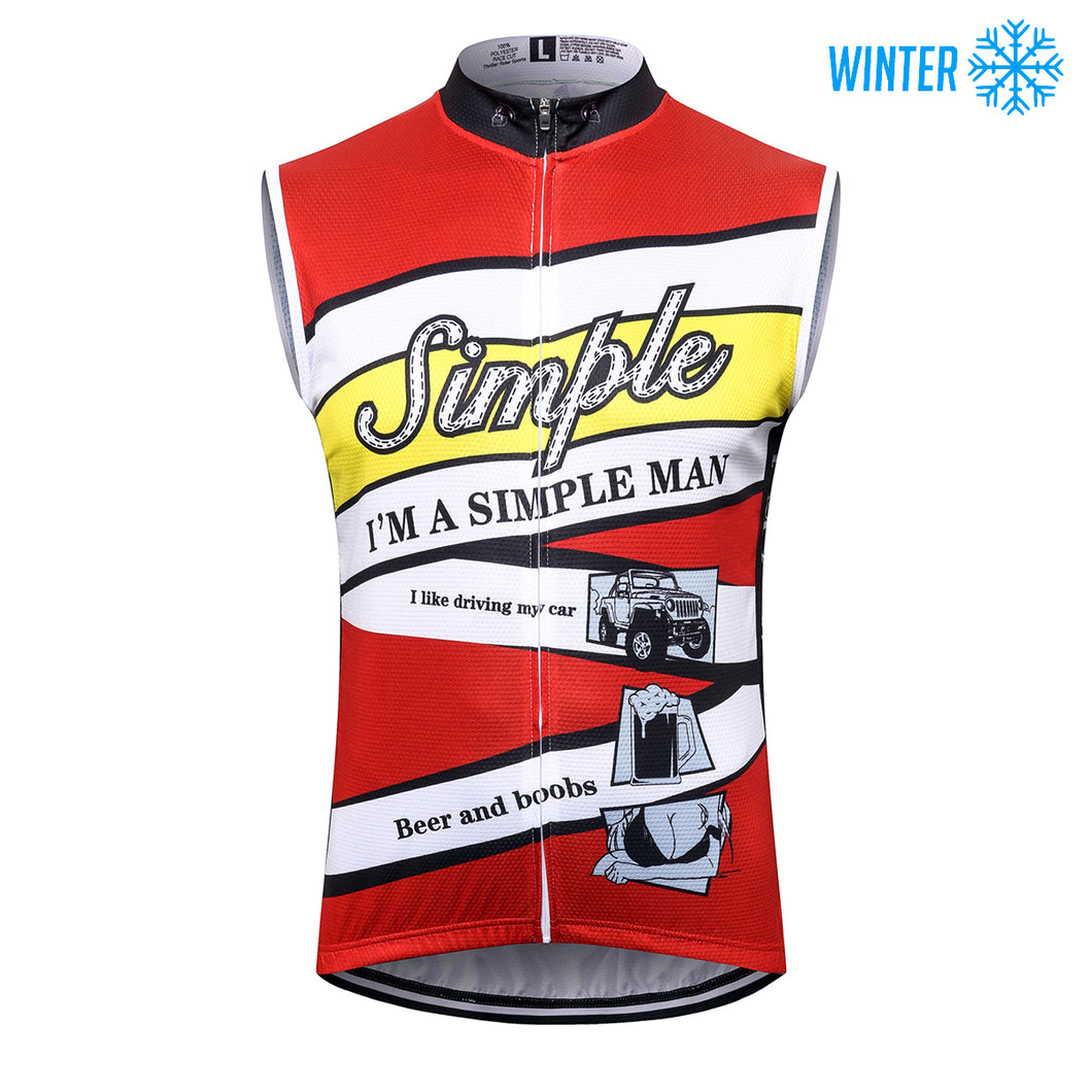 Thriller Rider Sports Bicycle Clothing Mens Cycling Vests Winter Sleeveless(I'm Simple Man)