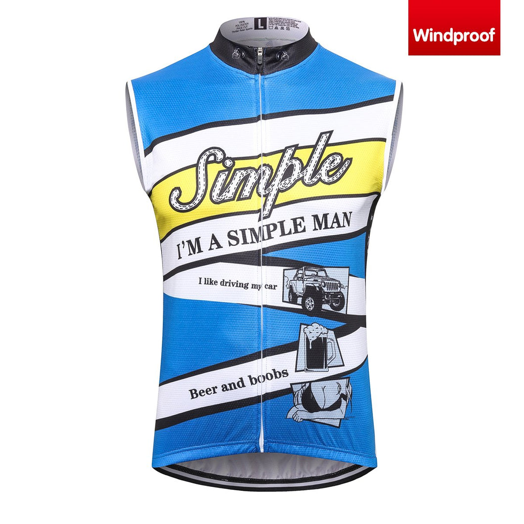 Thriller Rider Sports Bicycle Clothing Mens Cycling Vests Windproof Sleeveless(I'm Simple Man)