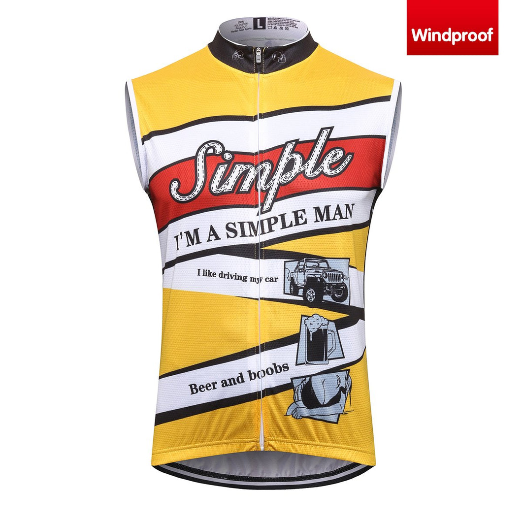 Thriller Rider Sports Bicycle Clothing Mens Cycling Vests Windproof Sleeveless(I'm Simple Man)