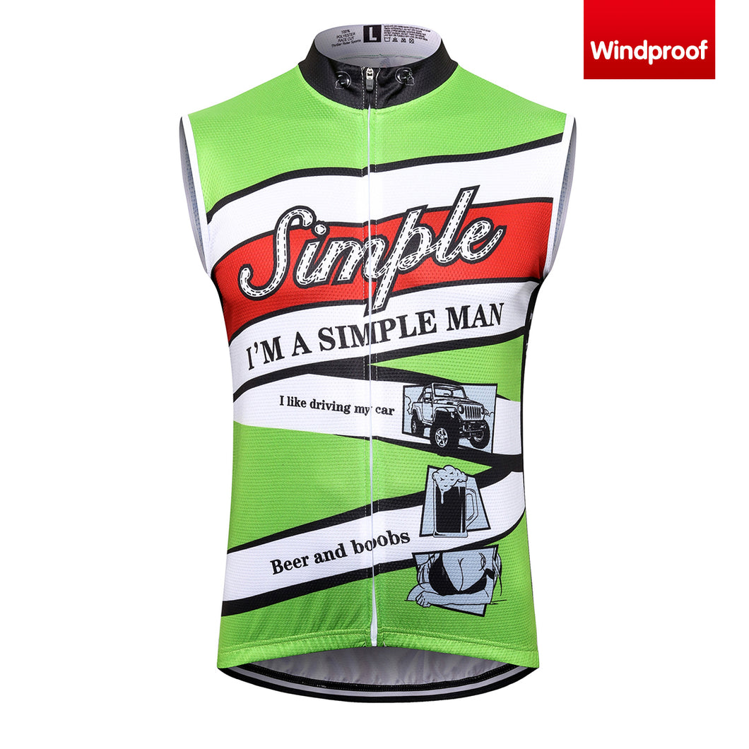 Thriller Rider Sports Bicycle Clothing Mens Cycling Vests Windproof Sleeveless(I'm Simple Man)