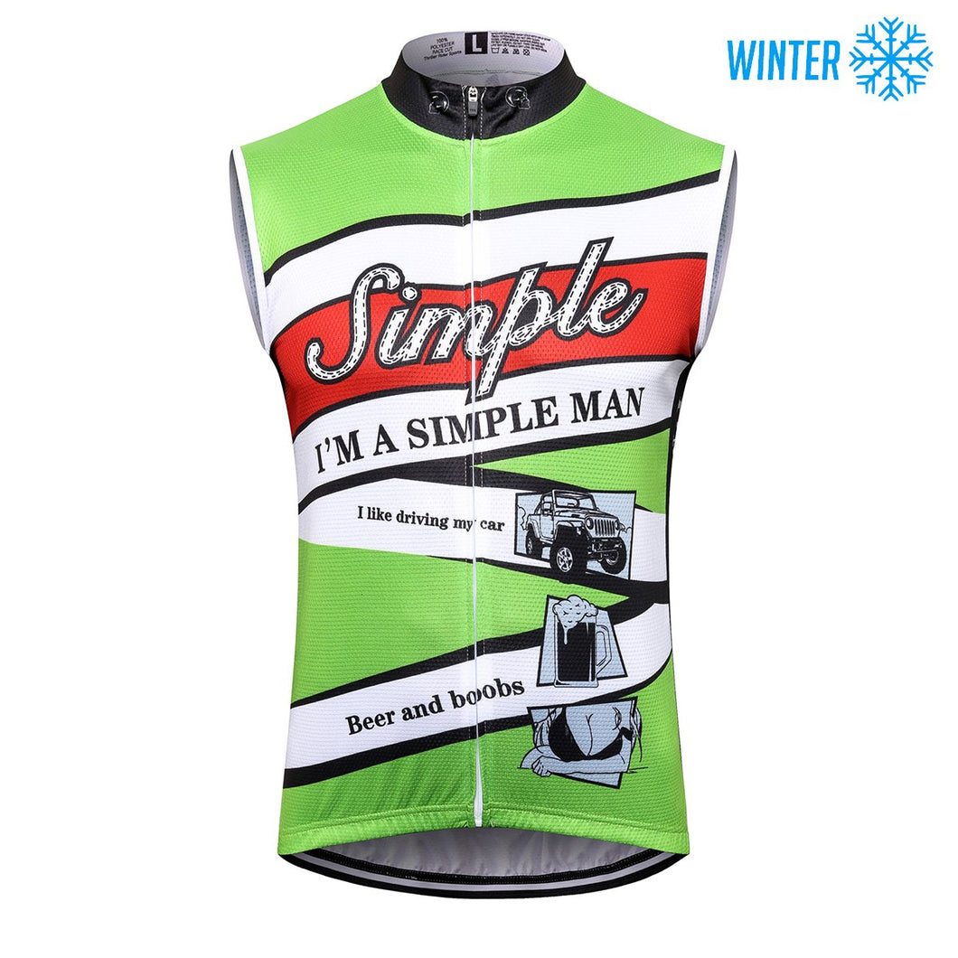 Thriller Rider Sports Bicycle Clothing Mens Cycling Vests Winter Sleeveless(I'm Simple Man)