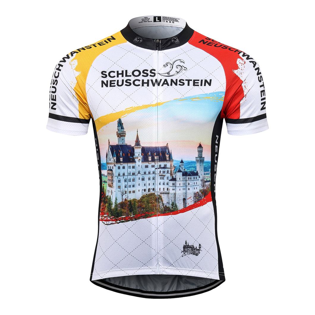 Thriller Rider Sports Bicycle Clothing Mens Cycling Jersey Short Sleeve(Schoss Neuschwanstein)