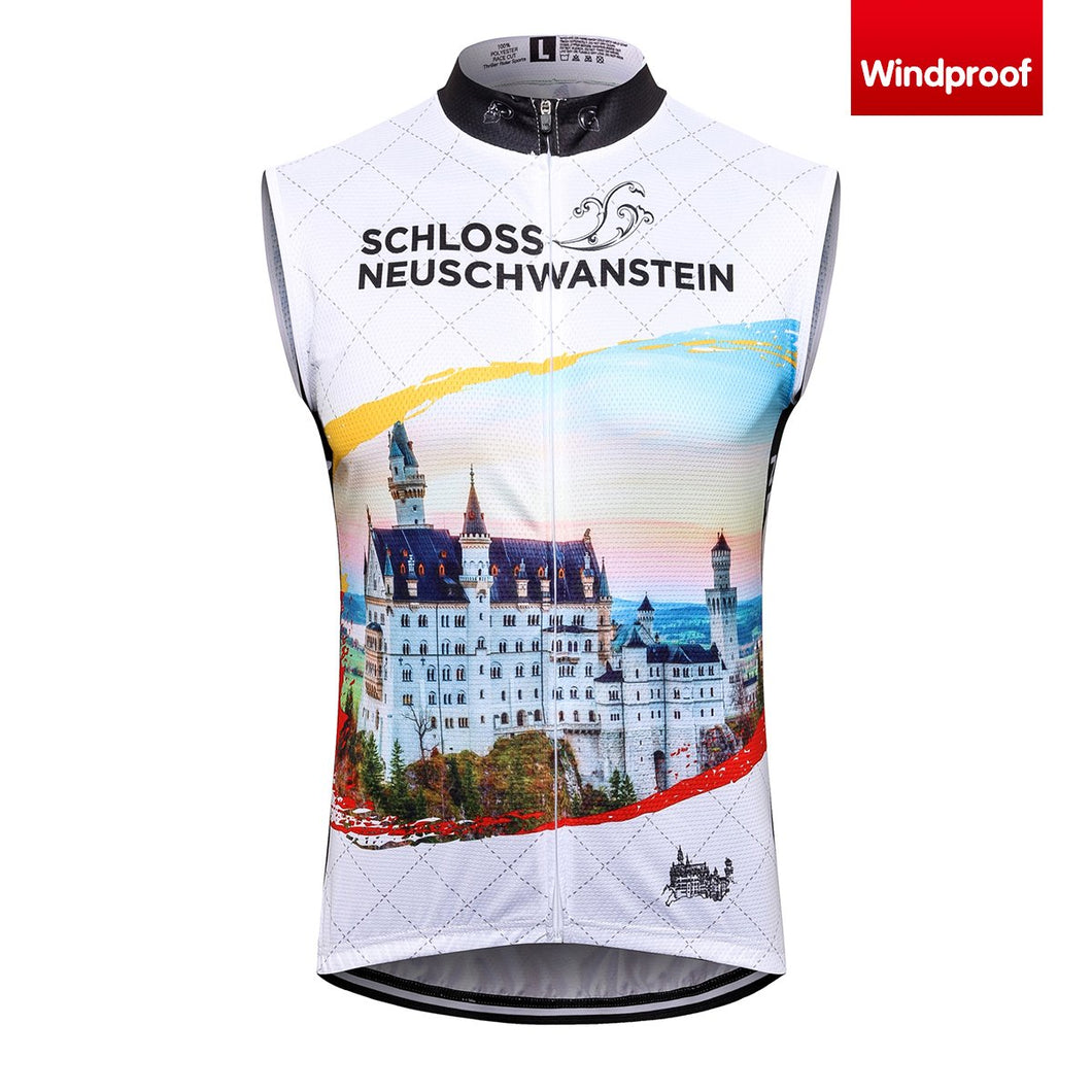 Thriller Rider Sports Bicycle Clothing Mens Cycling Vests Windproof Sleeveless(Schoss Neuschwanstein)