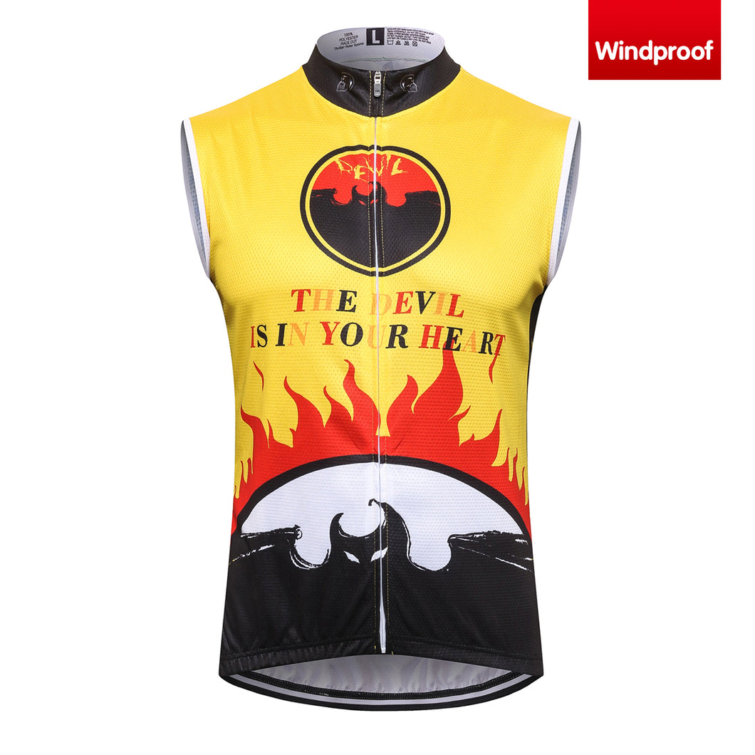 Thriller Rider Sports Bicycle Clothing Mens Cycling Vests Windproof Sleeveless(The Devil is in Your Heart)