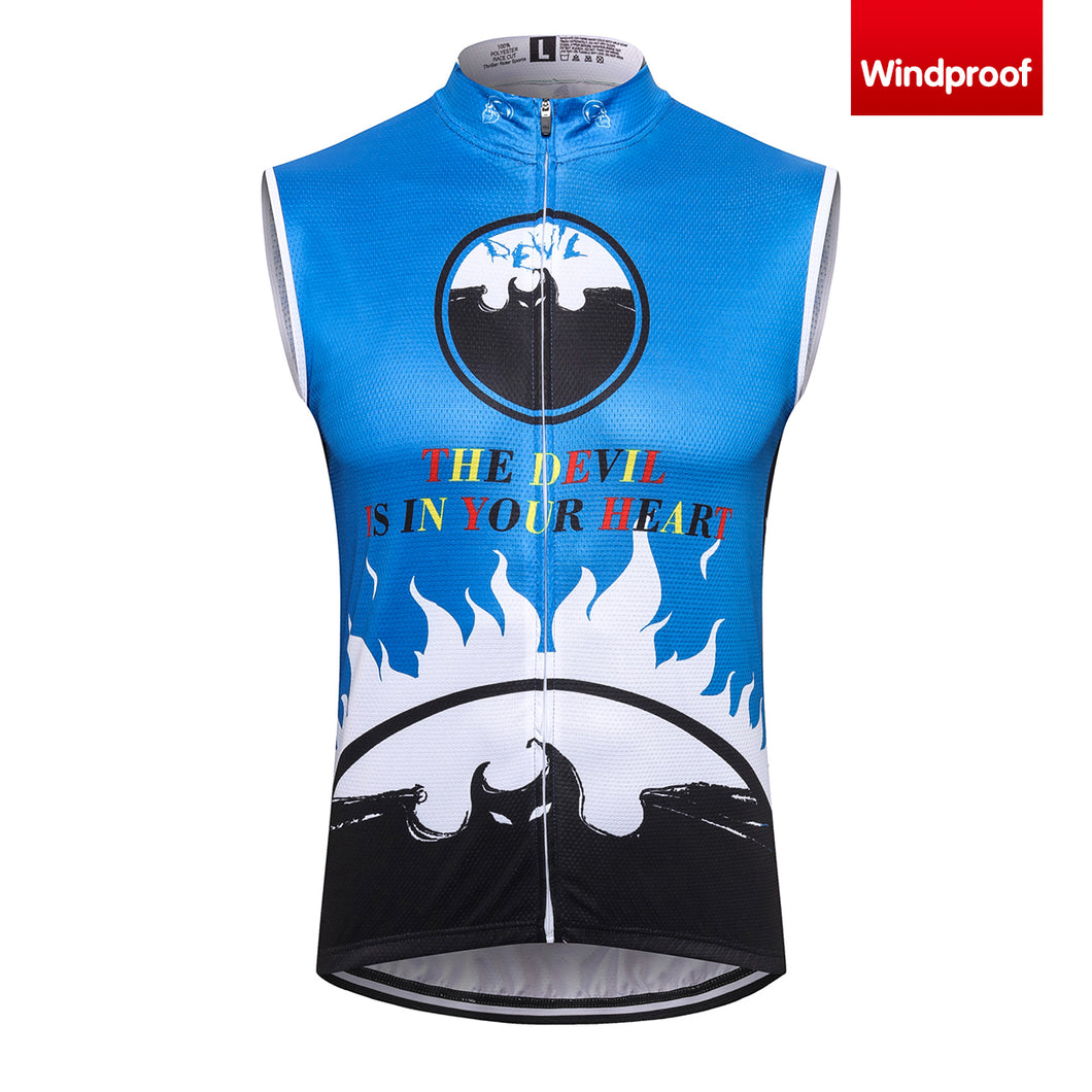 Thriller Rider Sports Bicycle Clothing Mens Cycling Vests Windproof Sleeveless(The Devil is in Your Heart)