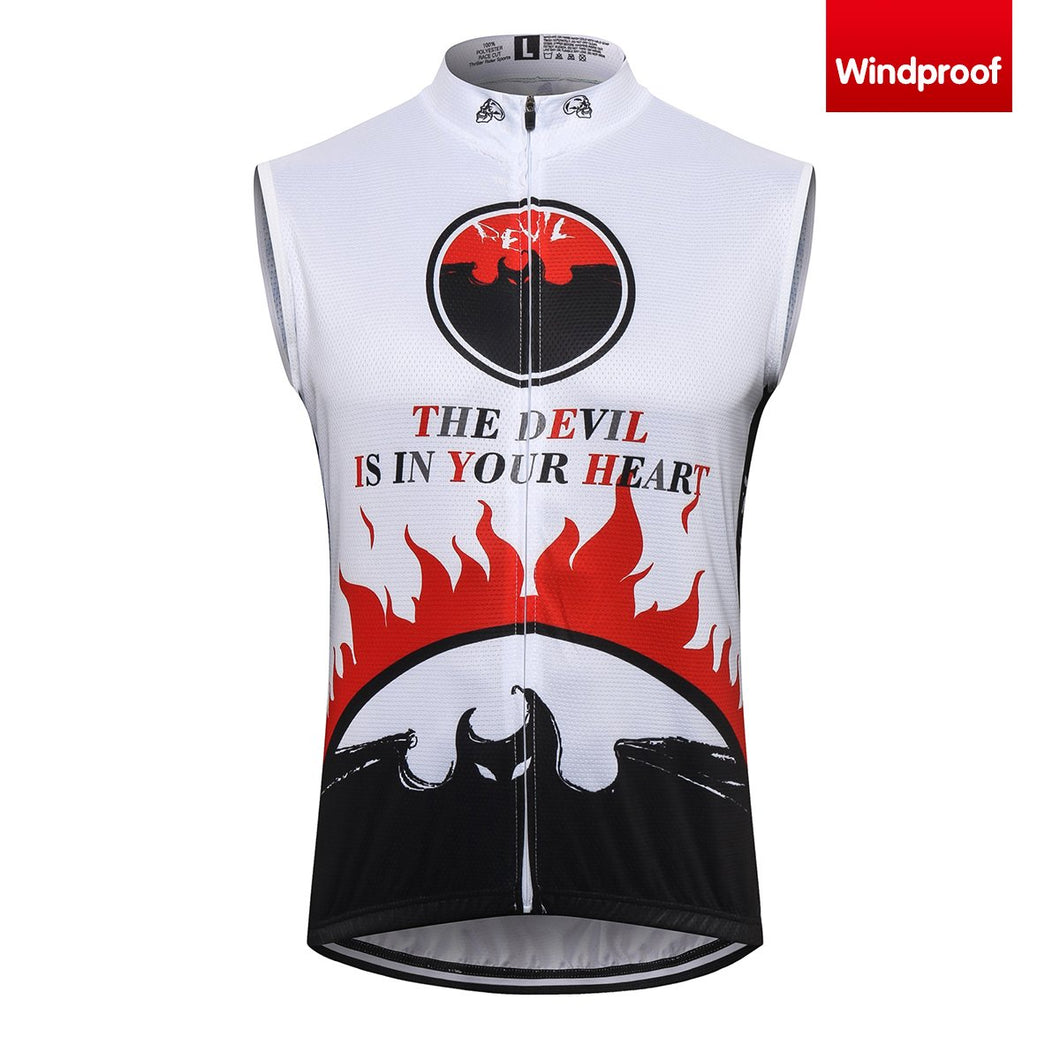 Thriller Rider Sports Bicycle Clothing Mens Cycling Vests Windproof Sleeveless(The Devil is in Your Heart)