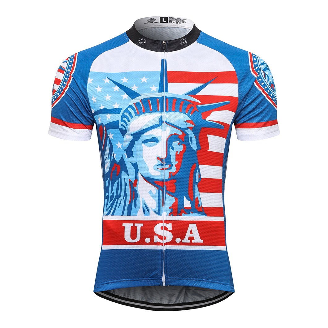 Thriller Rider Sports Bicycle Clothing Mens Cycling Jersey Short Sleeve(USA Flag)