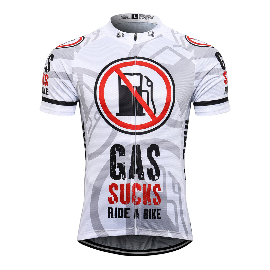 Thriller Rider Sports Bicycle Clothing Mens Cycling Jersey Short Sleeve(Gas Sucks Ride a Bike)