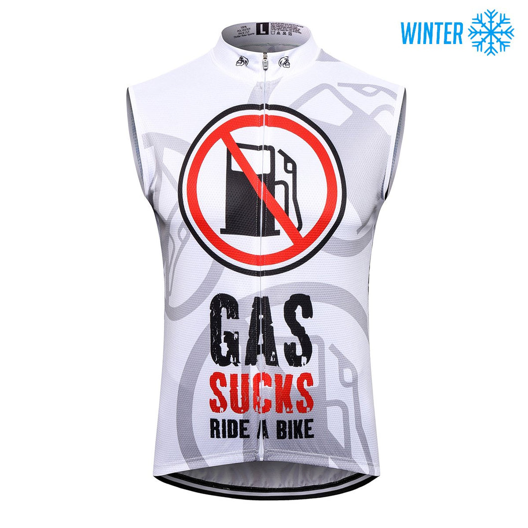 Thriller Rider Sports Bicycle Clothing Mens Cycling Vests Winter Sleeveless(Gas Sucks Ride a Bike)