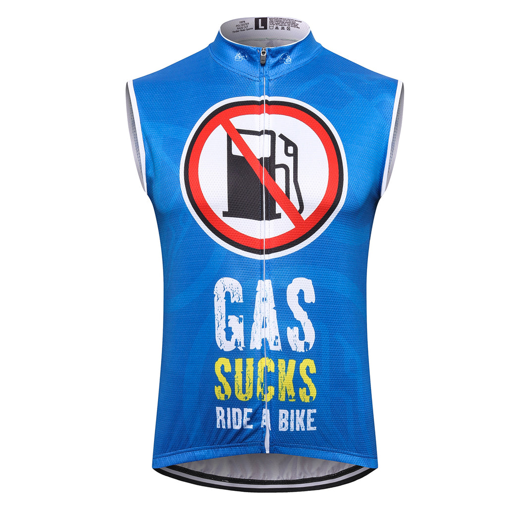 Thriller Rider Sports Bicycle Clothing Mens Cycling Vests Sleeveless(Gas Sucks Ride a Bike)