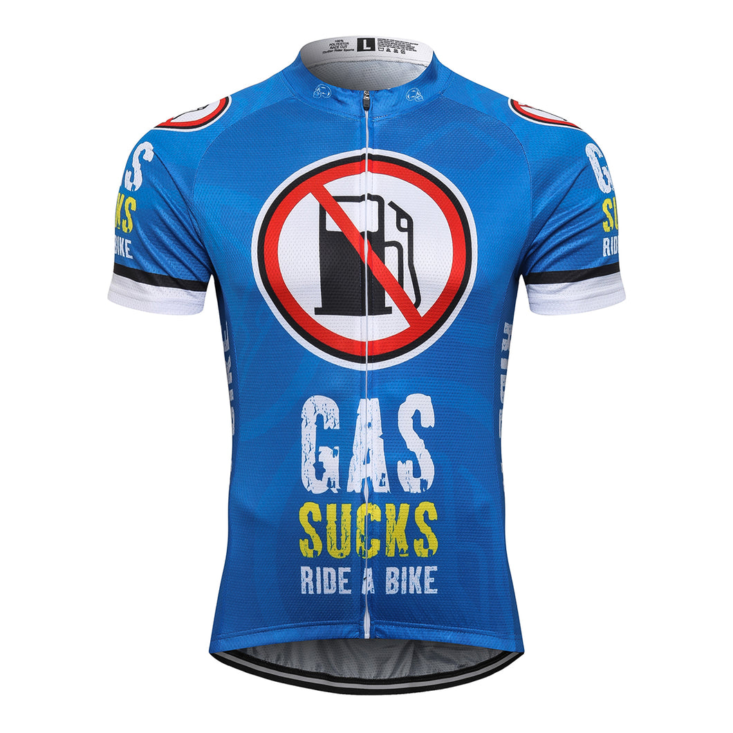 Thriller Rider Sports Bicycle Clothing Mens Cycling Jersey Short Sleeve(Gas Sucks Ride a Bike)