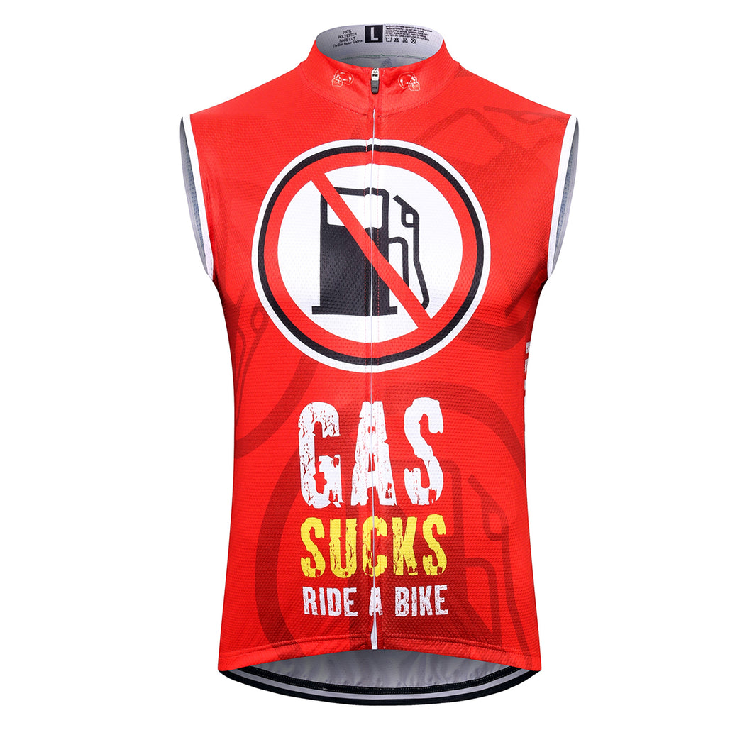 Thriller Rider Sports Bicycle Clothing Mens Cycling Vests Sleeveless(Gas Sucks Ride a Bike)