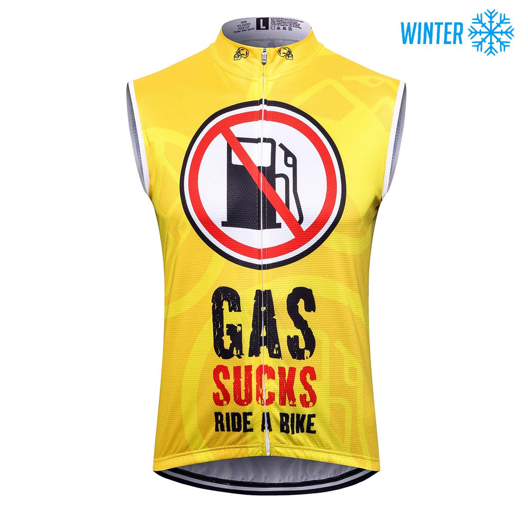 Thriller Rider Sports Bicycle Clothing Mens Cycling Vests Winter Sleeveless(Gas Sucks Ride a Bike)