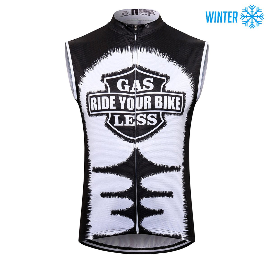 Thriller Rider Sports Bicycle Clothing Mens Cycling Vests Winter Sleeveless(Gas Sucks Ride a Bike)