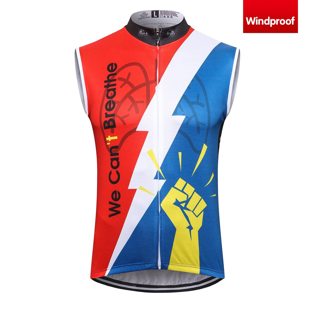 Thriller Rider Sports Bicycle Clothing Mens Cycling Vests Windproof Sleeveless(We Can't Breathe)