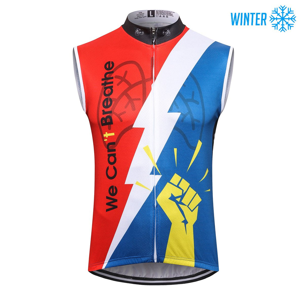 Thriller Rider Sports Bicycle Clothing Mens Cycling Vests Winter Sleeveless(We Can't Breathe)